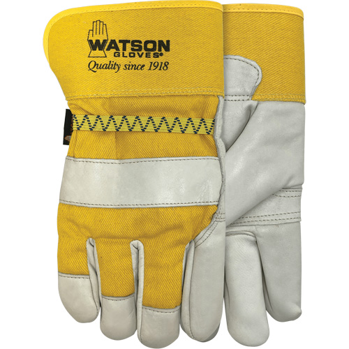 Gants doubl&eacute;s combin&eacute;s en cuir 94003i , Grand, Paume en Cuir fleur de vache, Molleton Auto-Cam