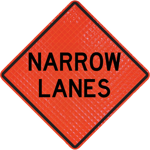 Quadra Flex Roll-Up Sign with Traffic Control Person Ahead Symbol Auto-Cam