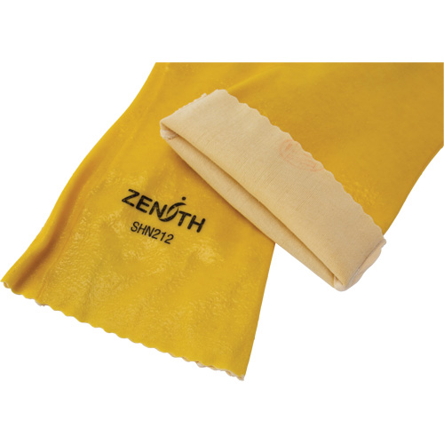 Rough-Finish Chemical-Resistant Gloves, Size 9, 14" L, PVC, Interlock Inner Lining, 47-mil Auto-Cam