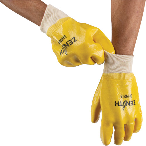 Gants &agrave; fini rugueux et r&eacute;sistants aux produits chimiques, Taille 9, 10" lo, PVC, Doublure en Interlock, 47-mil Auto-Cam