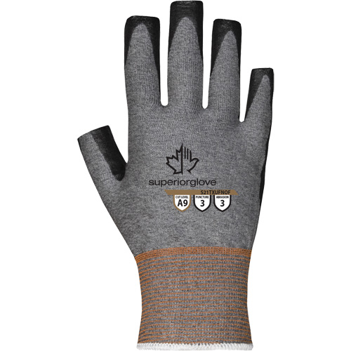 Gants ultra minces &agrave; doigts ouverts, Taille 5, Calibre 21, Rev&ecirc;tement Nitrile, Enveloppe en TenActiv, ASTM ANSI niveau A9 Auto-Cam
