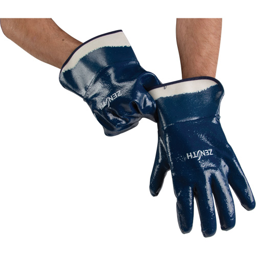 Gants &agrave; poignet de s&eacute;curit&eacute; de poids lourd, 10/T-Grand, R&ecirc;vetement Nitrile, Enveloppe en Coton Auto-Cam