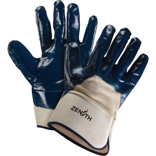 Heavyweight Safety Cuff Gloves, 11/2X-Large, Nitrile Coating, Cotton Shell Auto-Cam