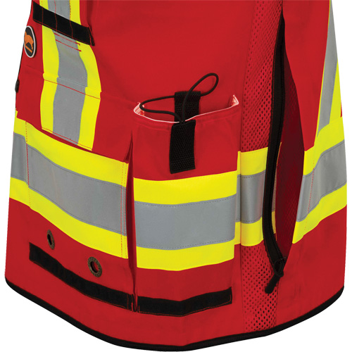 6678 High-Visibility Antimicrobial Mesh-Back Surveyor Vest, Red, Small, Polyester Auto-Cam