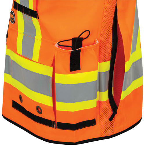 6680 High-Visibility Antimicrobial Mesh-Back Surveyor Vest, High Visibility Orange, Small, Polyester Auto-Cam