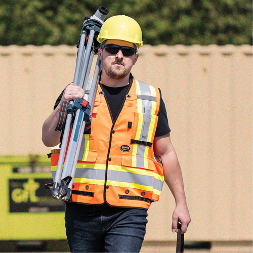 6680 High-Visibility Antimicrobial Mesh-Back Surveyor Vest, High Visibility Orange, Small, Polyester Auto-Cam