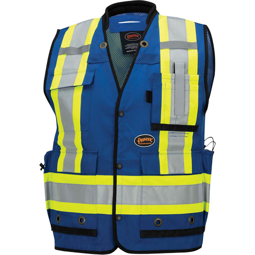 6681 High-Visibility Antimicrobial Mesh-Back Surveyor Vest, Royal Blue, Small, Polyester Auto-Cam