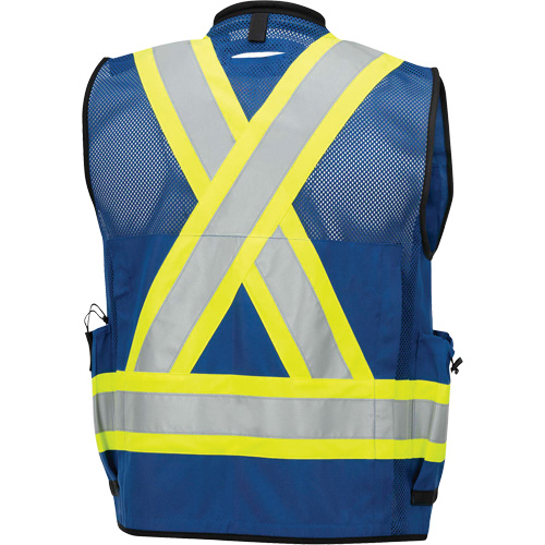 6681 High-Visibility Antimicrobial Mesh-Back Surveyor Vest, Royal Blue, Small, Polyester Auto-Cam