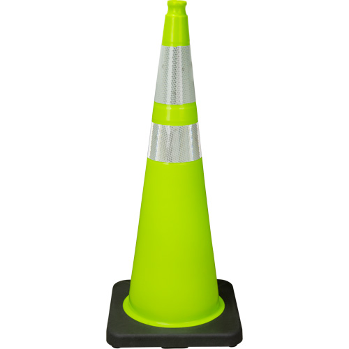 Premium Traffic Cone, 36", Lime Green, 4" & 6" Reflective Collar(s) Auto-Cam
