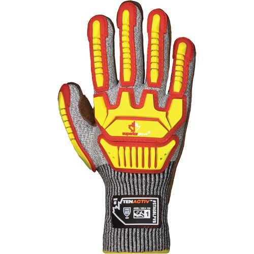 TenActiv STAGBLPVB Impact Gloves, Large, Cowhide Palm, Knit Wrist Cuff Auto-Cam