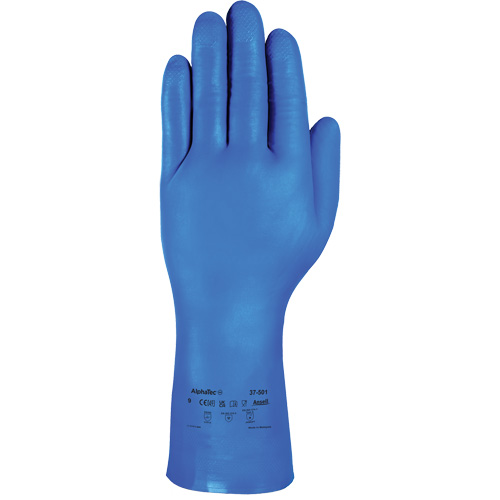 AlphaTec&reg; 37-501 Blue Medium-Duty Chemical-Resistant Gloves, Size 7, 13" L, Nitrile, 16.5-mil Auto-Cam