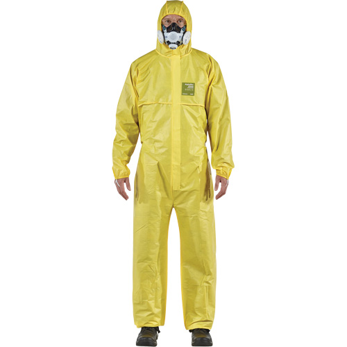 AlphaTec&reg; 2300 STANDARD Bound Model 147 Coveralls, Small, Yellow, Polyethylene Laminate/Polypropylene Auto-Cam