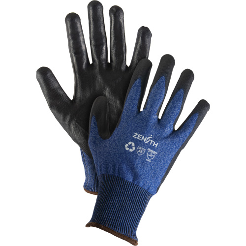 Gants &eacute;lastiques &eacute;cologiques r&eacute;sistants &agrave; la coupe, Taille 9, Calibre 18, Rev&ecirc;tement Polyur&eacute;thane, Enveloppe en Acier inoxydable/PEHP/rPET, ASTM ANSI niveau A5 Auto-Cam