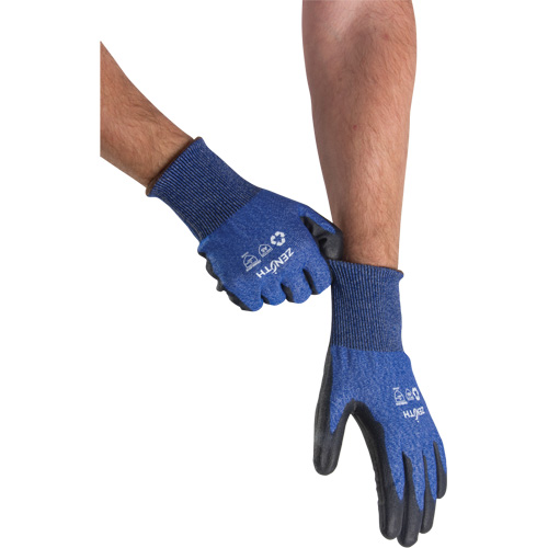 Gants &eacute;lastiques &eacute;cologiques r&eacute;sistants &agrave; la coupe, Taille 9, Calibre 18, Rev&ecirc;tement Polyur&eacute;thane, Enveloppe en Acier inoxydable/PEHP/rPET, ASTM ANSI niveau A5 Auto-Cam