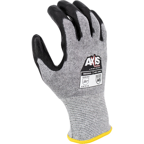 Gants de travail r&eacute;sistants &agrave; la coupe, compatibles avec &eacute;crans tactiles RWG566 AXIS, Taille T-Grand, Calibre 18, Rev&ecirc;tement Polyur&eacute;thane, Enveloppe en Acier inoxydable/PEHP, ASTM ANSI niveau A5/EN 388 niveau E Auto-Cam