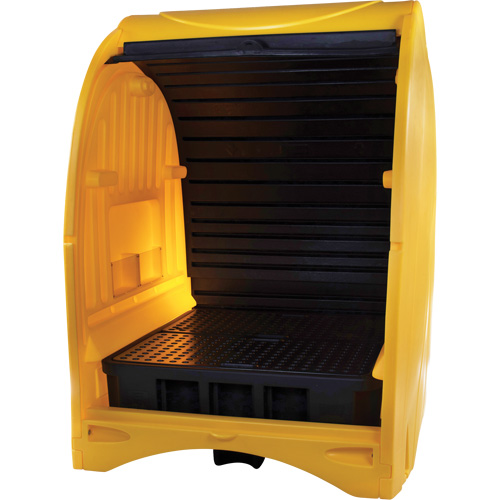 4-Drum Hard Cover Spill Pallet, 68.11" L x 61.61" W x 83.07" H, 1433 lbs. Load Capacity Auto-Cam