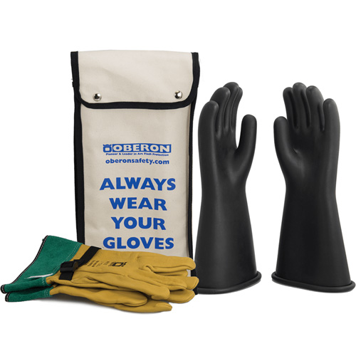 Class 1 Rubber Electrical Glove Kit, 8, 14" L, 37 cal/cm², NFPA 70E Auto-Cam