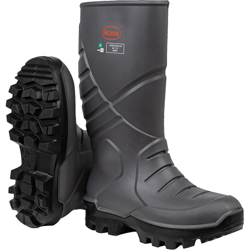 Boss&reg; Footwear Full Safety Boot with Midsole & Internal Met Guard, Thermal Polyurethane, Steel Toe, Puncture Resistant Sole, Size 6 Auto-Cam