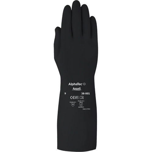 AlphaTec 38001PP Medium Duty Chemical-Resistant Gloves, Size 7, 14" L, Butyl Rubber, 14-mil Auto-Cam