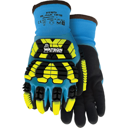 Gants d'hiver antichocs 9393TPR Stealth Black Ops, Petit, Paume en Mousse de latex, Poignet Poignet en tricot Auto-Cam