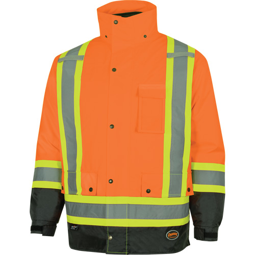Parka de s&eacute;curit&eacute; d'hiver imperm&eacute;able 7-en-1 5056 Pioneer Yukon, Polyester, Noir/Orange haute visibilit&eacute;, T-petit Auto-Cam