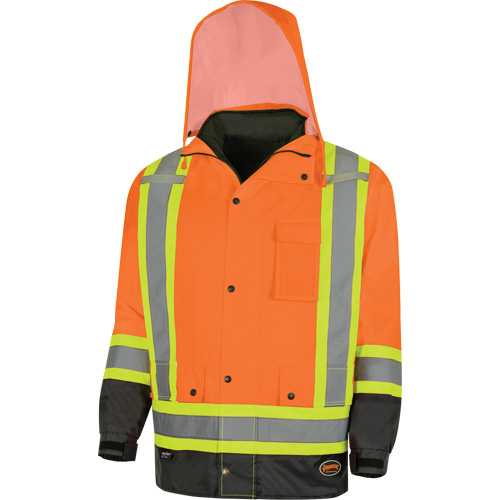 Parka de s&eacute;curit&eacute; d'hiver imperm&eacute;able 7-en-1 5056 Pioneer Yukon, Polyester, Noir/Orange haute visibilit&eacute;, T-petit Auto-Cam