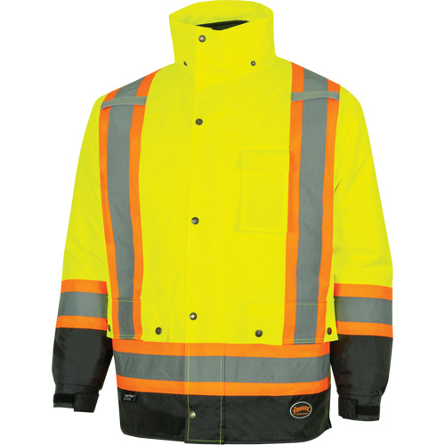 Parka de s&eacute;curit&eacute; d'hiver imperm&eacute;able 7-en-1 5057 Pioneer Yukon, Polyester, Noir/Jaune lime haute visibilit&eacute;, T-petit Auto-Cam