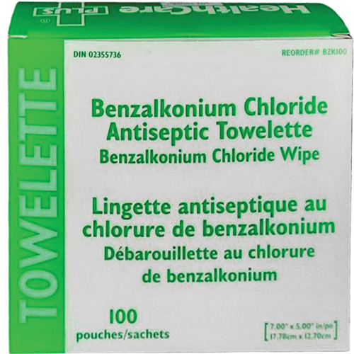 Serviette au chlorure de benzalkonium BZK, Serviette, Antiseptique Auto-Cam