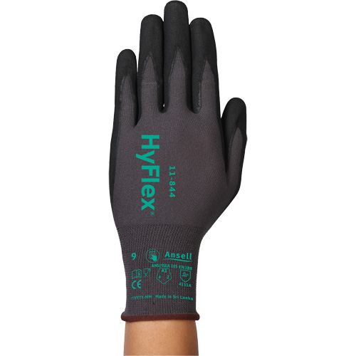 Gants Hyflex 11-844, Taille 5/2T-petit, Calibre 15, Rev&ecirc;tement Mousse de nitrile, Enveloppe en Nylon/Spandex, ASTM ANSI niveau A1/EN 388 niveau 1/EN 388 niveau A Auto-Cam