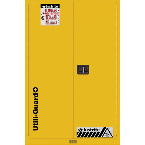 Utili-Guard+ Flammable Safety Cabinet, 45 gal., 2 Door, 43" W x 65" H x 22" D Auto-Cam