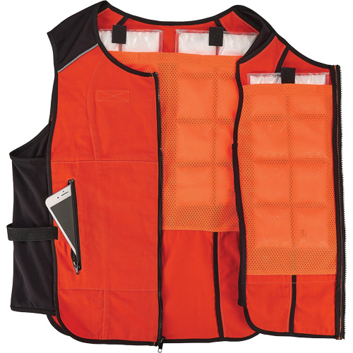 Veste de refroidissement &agrave; changement de phase l&eacute;g&egrave;re avec sachets de recharge Chill-Its 6260, 2T-grand/3T-grand, Orange Auto-Cam