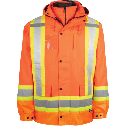 Manteau haute visibilit&eacute; 7-en-1, Polyester, Orange haute visibilit&eacute;, 4T-Grand Auto-Cam