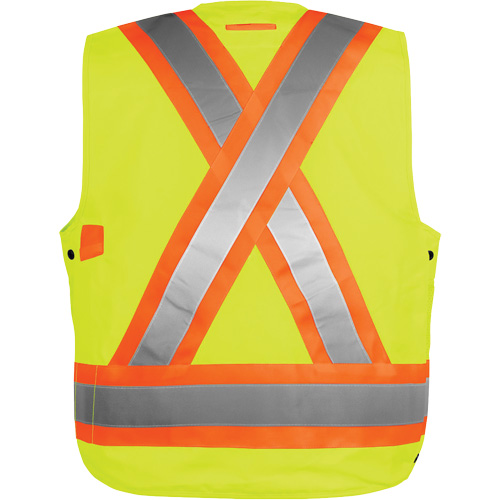 High-Visibility Surveyor's Vest, High Visibility Orange, Small, Polyester Auto-Cam