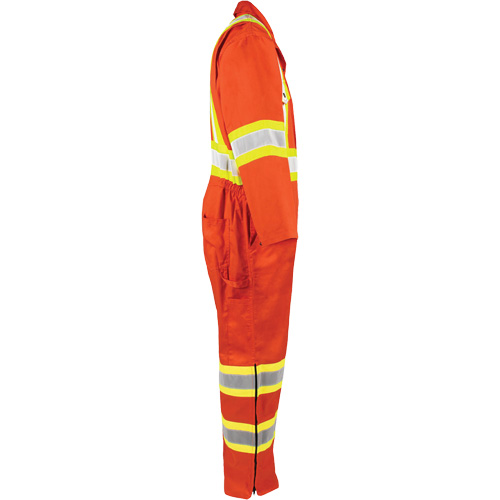 High-Visibility Unlined Coveralls, Small, High Visibility Orange Auto-Cam
