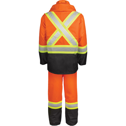 High-Visibility 150-Deniers Rain Suit, Polyester, Small, High Visibility Orange Auto-Cam
