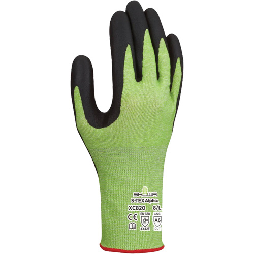 Gants r&eacute;sistants &agrave; la coupe S-TEX Alpha XC820, Taille 2T-Grand/10, Calibre 18, Rev&ecirc;tement Nitrile micromousse, Enveloppe en Tungst&egrave;ne, ASTM ANSI niveau A6/EN 388 niveau F Auto-Cam