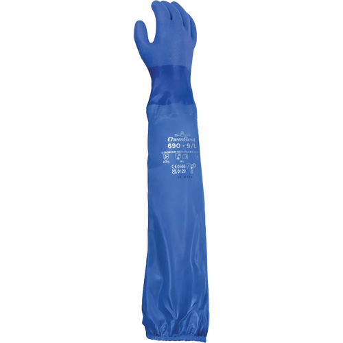 Gants r&eacute;sistants aux produits chimiques 690, Taille T-Grand/10, 26" lo, Coton/PVC Auto-Cam