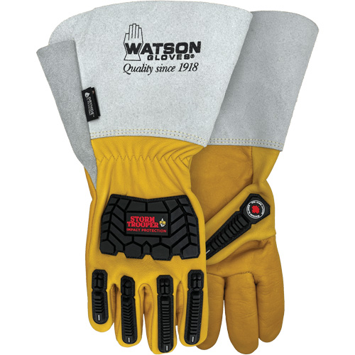 Storm Trooper Water-Resistant Gloves, Large, Cowhide Palm, Gauntlet Cuff Auto-Cam