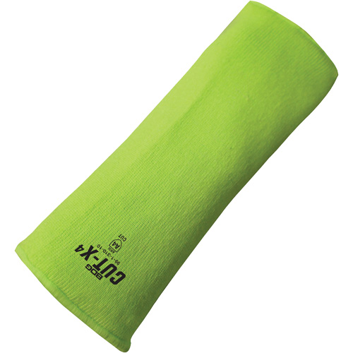 Cut-X&reg; Cut-Resistant Sleeve, Fibreglass/Polyethylene, 18", ASTM ANSI Level A4, High Visibility Lime Auto-Cam