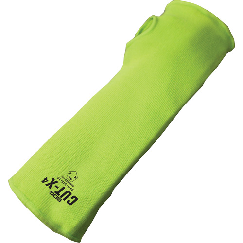 Cut-X&reg; Cut-Resistant Sleeve with Thumb Hole, Fibreglass/Polyethylene, 14", ASTM ANSI Level A4, High Visibility Lime Auto-Cam
