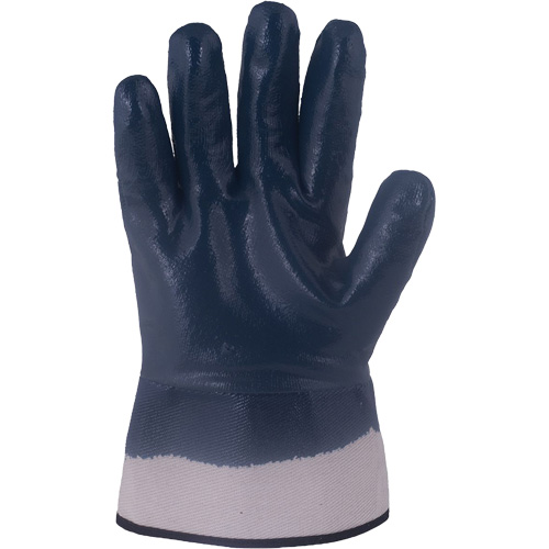 Gants bleu marine avec manchettes renforc&eacute;es &agrave; entoilage coll&eacute; Horizon, Grand, R&ecirc;vetement Nitrile, Enveloppe en Jersey/Coton Auto-Cam