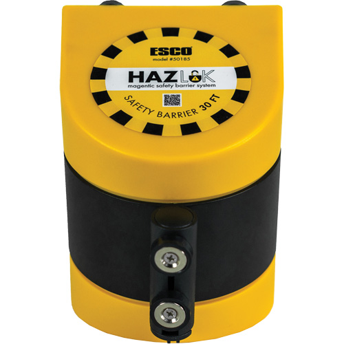 Syst&egrave;me de barri&egrave;re de s&eacute;curit&eacute; HAZLOK, Plastique, Fixation magn&eacute;tique, 30', Ruban Noir et jaune Auto-Cam