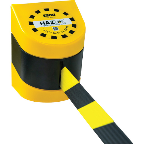 Syst&egrave;me de barri&egrave;re de s&eacute;curit&eacute; HAZLOK, Plastique, Fixation magn&eacute;tique, 30', Ruban Noir et jaune Auto-Cam