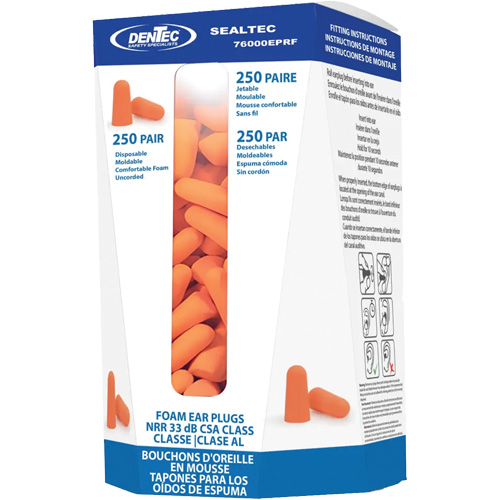 Recharge de bouchons d'oreilles jetables SEALTEC33, Vrac - Contenant Auto-Cam