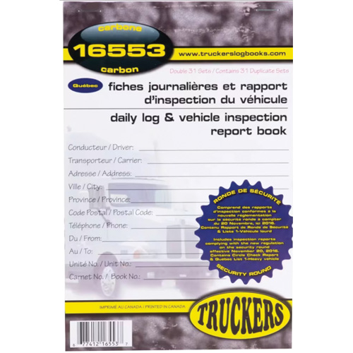 Bilingual Daily Log & Vehicle Inspection Report Book Auto-Cam