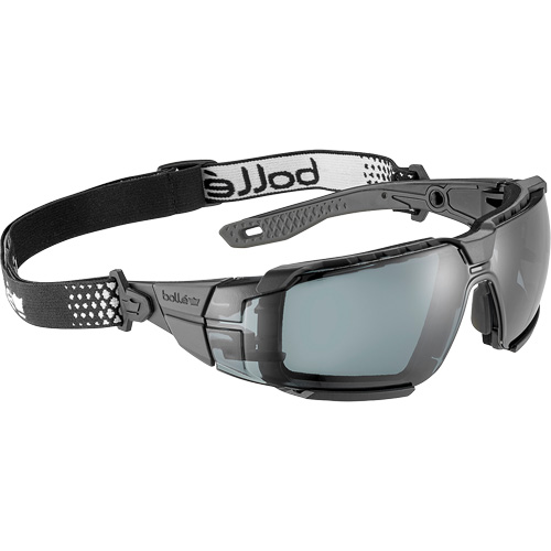 RUSH+ 2.0 XP M/L Safety Glasses with Black & Grey Frame, Smoke Lens, Anti-Fog/Anti-Scratch, ANSI Z87+ Auto-Cam