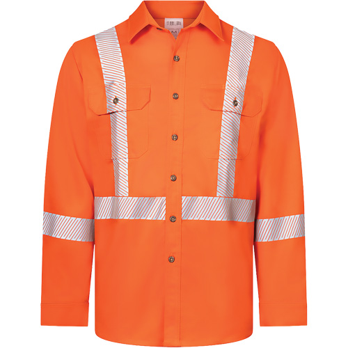 Chemise de travail haute visibilit&eacute; &agrave; bandes segment&eacute;es 7 oz de luxe Avenger, Style 652, Hommes, 4T-Grand, Orange Auto-Cam