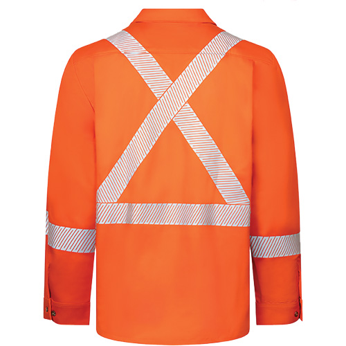 Chemise de travail haute visibilit&eacute; &agrave; bandes segment&eacute;es 7 oz de luxe Avenger, Style 652, Hommes, 4T-Grand, Orange Auto-Cam