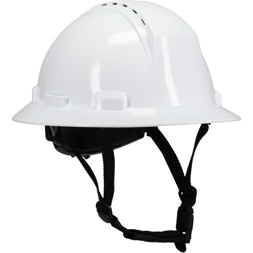 Kilimanjaro Full Brim Safety Helmet with HDPE Shell, Meets CSA Type 2, Ratchet Suspension, Vented Auto-Cam