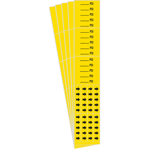 "PSI" Pipe Markers, Self-Adhesive, 2-1/4" H x 2-3/4" W, Black on Yellow Auto-Cam